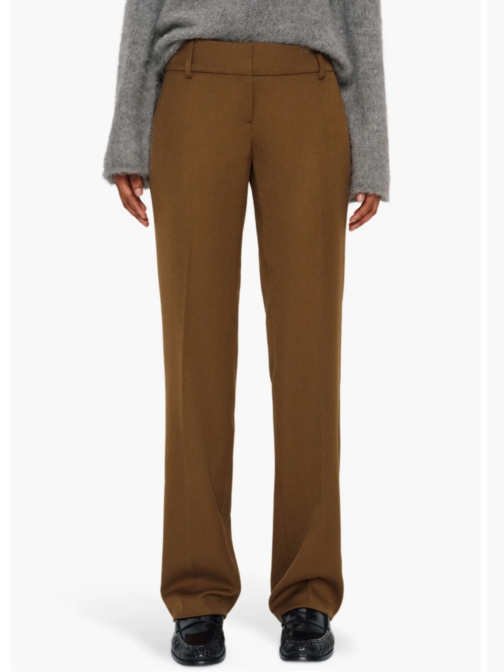 Reformation Claire Ultra Low Rise Pants in Brown Chestnut